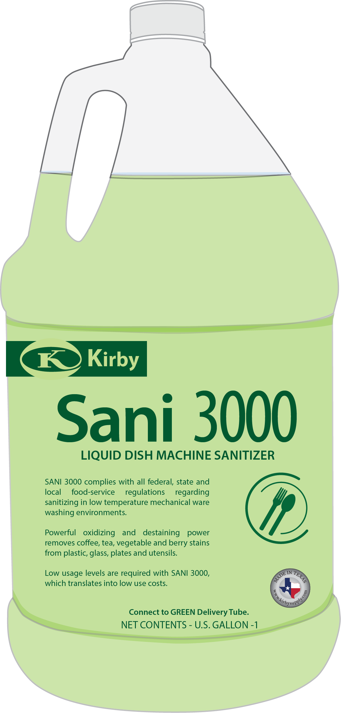 a gallon of sani 3000 liquid on a white background