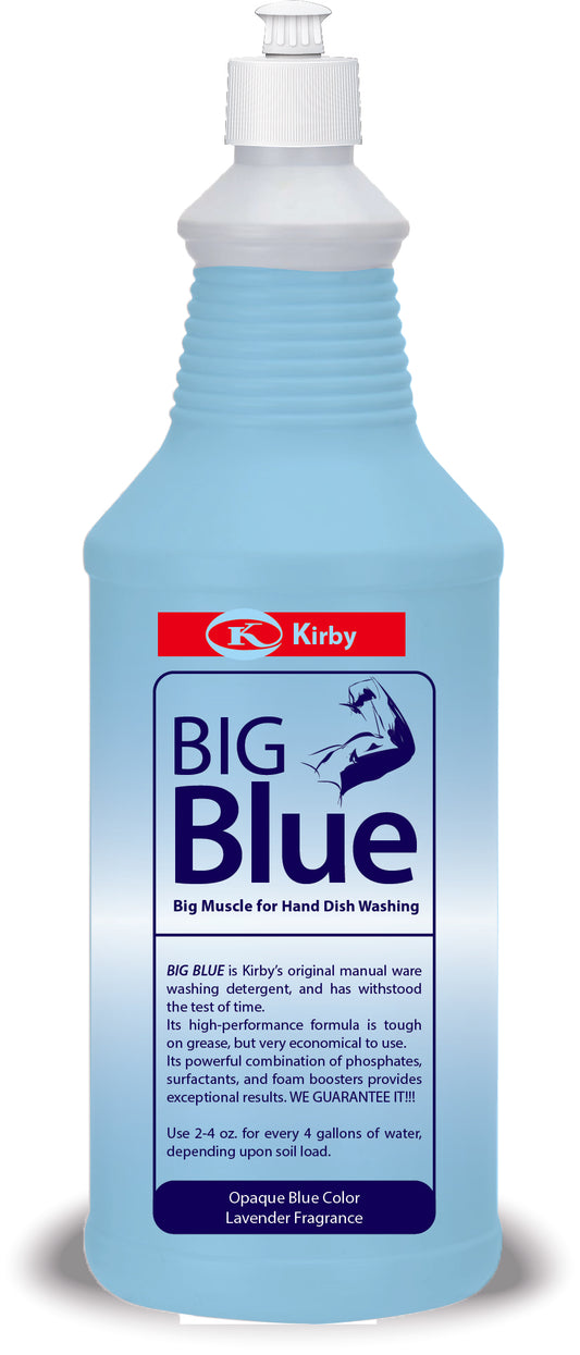 a bottle of blue liquid on a white background